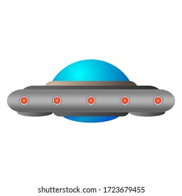 UFO flying spaceship isolated on white background vector illustration