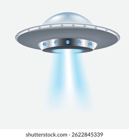Ufo flying spaceship isolated on white photo-realistic vector illustration