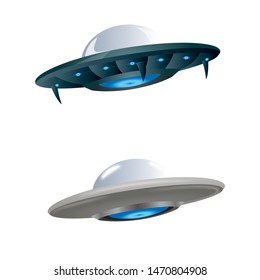 Ufo Flying Spaceship. Flying Saucer. Vector Illustration Eps 10.