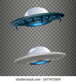 Ufo flying spaceship. Flying saucer. Vector illustration eps 10.