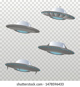 Ufo flying spaceship. Flying saucer. Vector illustration eps 10.