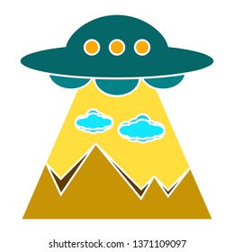 Ufo flying spaceship. World UFO Day. Flying saucer. Vector