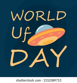 Ufo flying spaceship. World UFO Day. Flying saucer. Vector illustration in a flat style