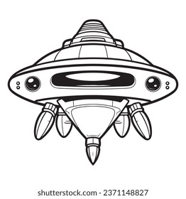 Ufo flying spaceship. World UFO Day. Flying saucer. Vector