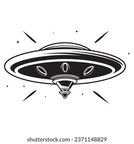 Ufo flying spaceship. World UFO Day. Flying saucer. Vector