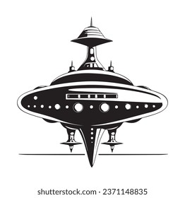 Ufo flying spaceship. World UFO Day. Flying saucer. Vector