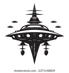 Ufo flying spaceship. World UFO Day. Flying saucer. Vector