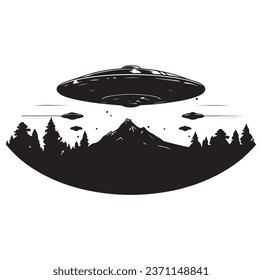 Ufo flying spaceship. World UFO Day. Flying saucer. Vector