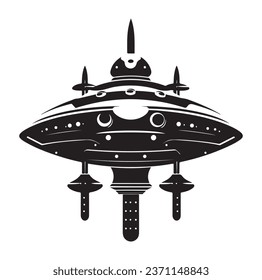 Ufo flying spaceship. World UFO Day. Flying saucer. Vector