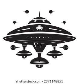 Ufo flying spaceship. World UFO Day. Flying saucer. Vector