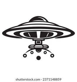 Ufo flying spaceship. World UFO Day. Flying saucer. Vector