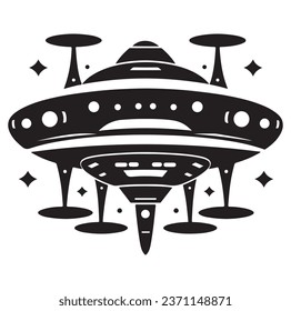 Ufo flying spaceship. World UFO Day. Flying saucer. Vector