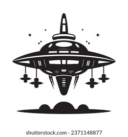 Ufo flying spaceship. World UFO Day. Flying saucer. Vector