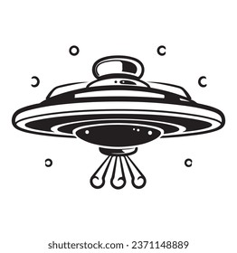 Ufo flying spaceship. World UFO Day. Flying saucer. Vector