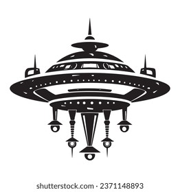 Ufo flying spaceship. World UFO Day. Flying saucer. Vector