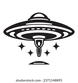 Ufo flying spaceship. World UFO Day. Flying saucer. Vector