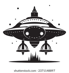 Ufo flying spaceship. World UFO Day. Flying saucer. Vector