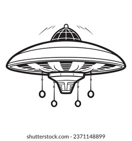 Ufo flying spaceship. World UFO Day. Flying saucer. Vector