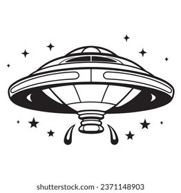 Ufo flying spaceship. World UFO Day. Flying saucer. Vector