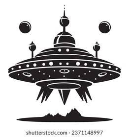 Ufo flying spaceship. World UFO Day. Flying saucer. Vector