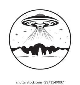 Ufo flying spaceship. World UFO Day. Flying saucer. Vector