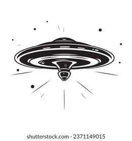 Ufo flying spaceship. World UFO Day. Flying saucer. Vector