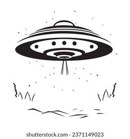 Ufo flying spaceship. World UFO Day. Flying saucer. Vector