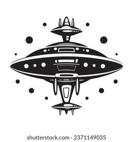 Ufo flying spaceship. World UFO Day. Flying saucer. Vector