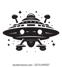 Ufo flying spaceship. World UFO Day. Flying saucer. Vector