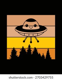 Uma nave espacial voadora. Dia Mundial do OVNI. Pires voadores. Vetor