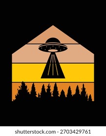 Uma nave espacial voadora. Dia Mundial do OVNI. Pires voadores. Vetor