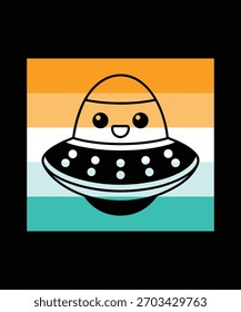 Uma nave espacial voadora. Dia Mundial do OVNI. Pires voadores. Vetor