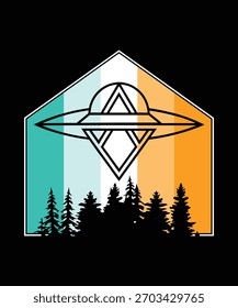 Uma nave espacial voadora. Dia Mundial do OVNI. Pires voadores. Vetor