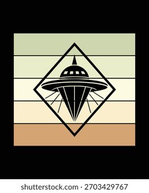 Uma nave espacial voadora. Dia Mundial do OVNI. Pires voadores. Vetor