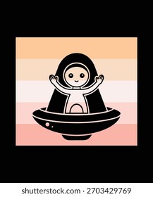 Uma nave espacial voadora. Dia Mundial do OVNI. Pires voadores. Vetor