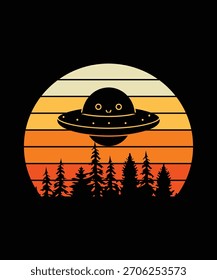 Ufo flying spaceship. World UFO Day. Flying saucer. Vector