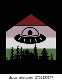 Ufo flying spaceship. World UFO Day. Flying saucer. Vector