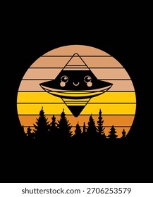 Ufo flying spaceship. World UFO Day. Flying saucer. Vector