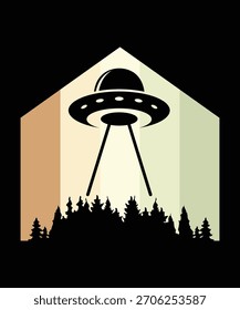 Ufo flying spaceship. World UFO Day. Flying saucer. Vector