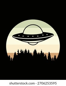 Ufo flying spaceship. World UFO Day. Flying saucer. Vector