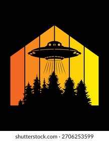 Ufo flying spaceship. World UFO Day. Flying saucer. Vector