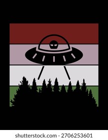 Ufo flying spaceship. World UFO Day. Flying saucer. Vector