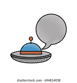 ufo flying with speech bubble