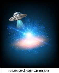 UFO galaxy scene concept illustration