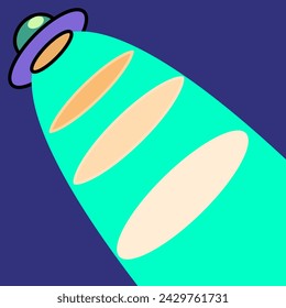 UFO give signal ray to the another planet with blue background. The vector is suitable to use for future illustration and technology poster background.