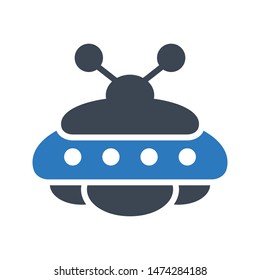 UFO glyph colour vector icon