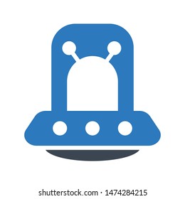 UFO glyph colour vector icon