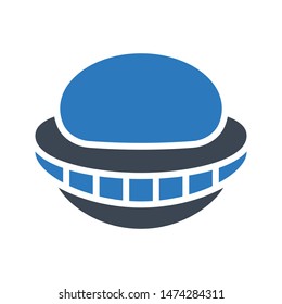 UFO glyph colour vector icon