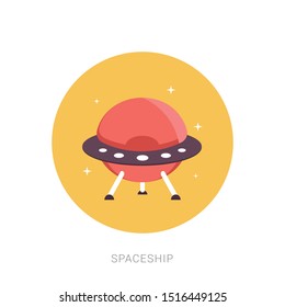 UFO graphic set in different styles. Yellow theme concept