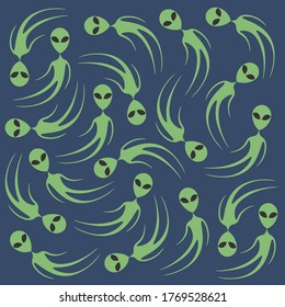 UFO green vector pattern. ufo illustration